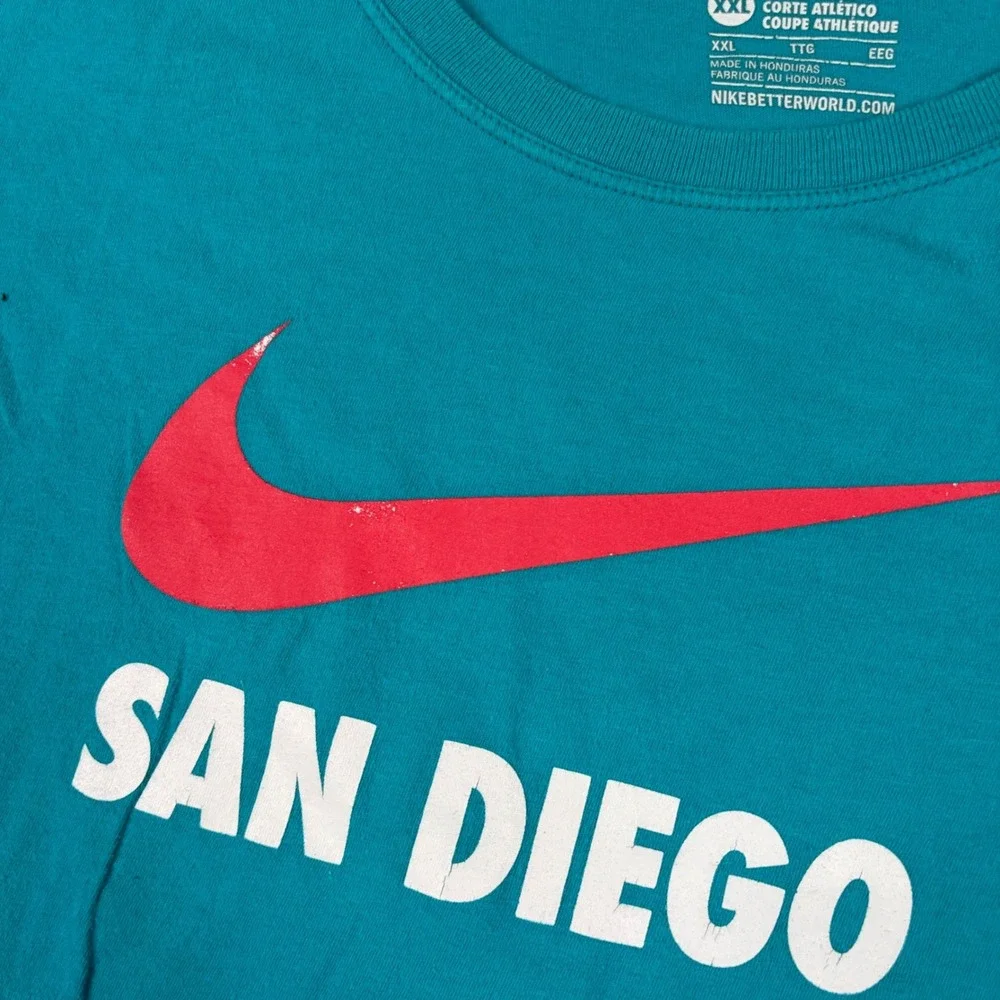 Nike San Diego Graphic T-Shirt Womens XXL Teal Red Swoosh Athletic Cut‎ Sports